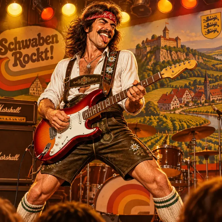 Schwäbischer Mundartrock Gitarre und Bühne